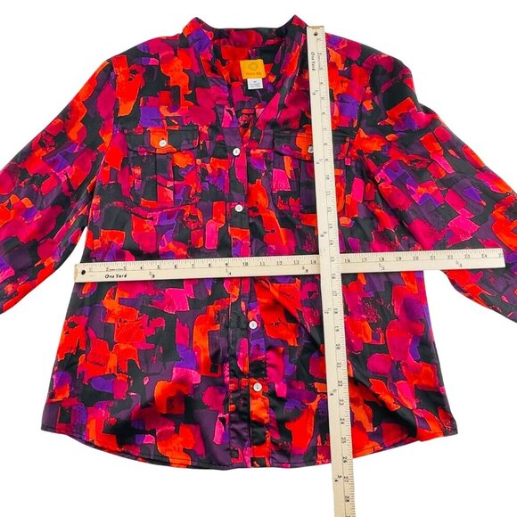 Ruby Rd. Womens Button-Up Top Size 14 Multicolor Abstract Design Polyester/Spand - Picture 3 of 5